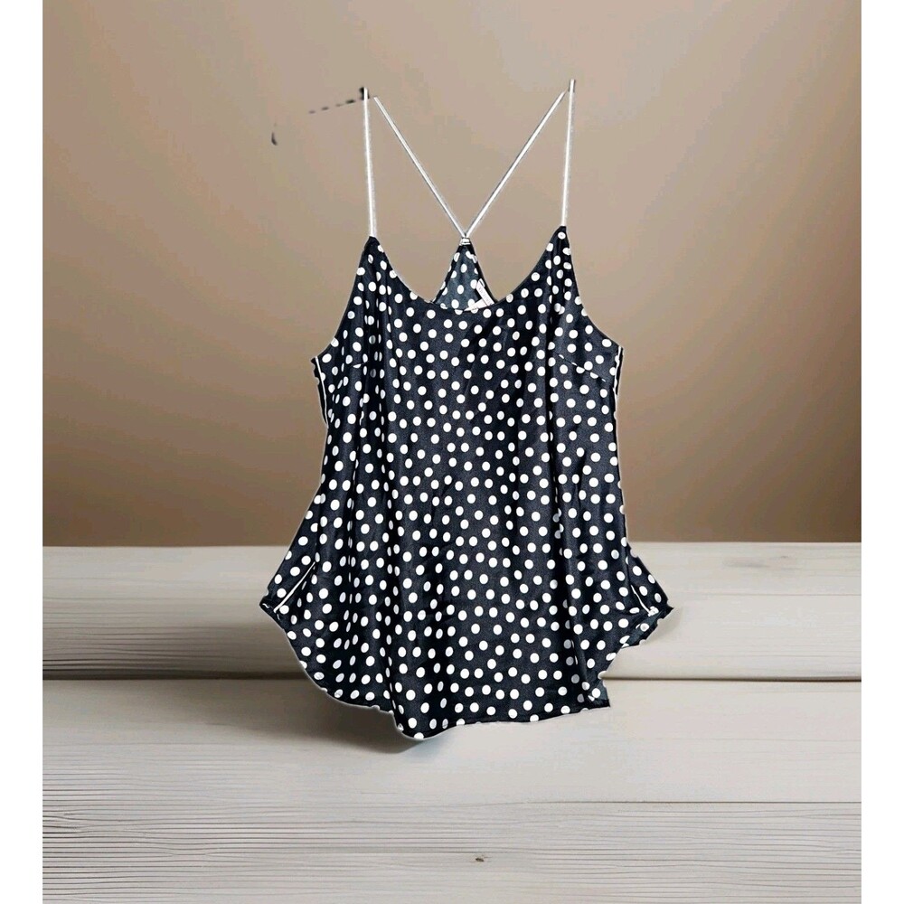 Victoria's Secret Black & White Polka Dot Camisole Tank Top Women's M Flowy